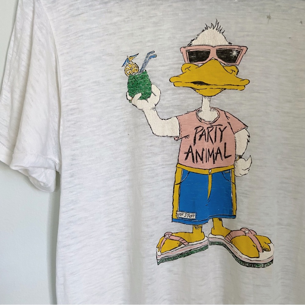 Vintage 1980s Party Animal Duck Graphic Tee